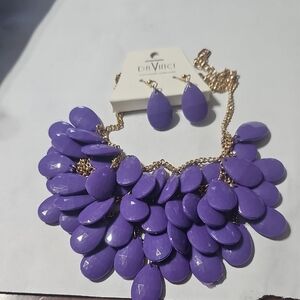 DaVinci Purple Statement Necklace and Earring Set